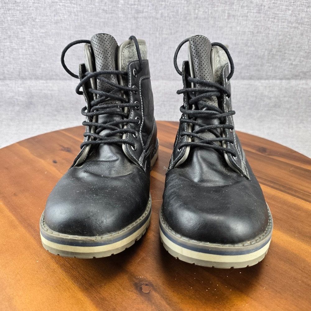 Mens Black Lace Up Ankle Boots Combat Style Round Toe Winter Casual Size 8.5 MED - Picture 14 of 14